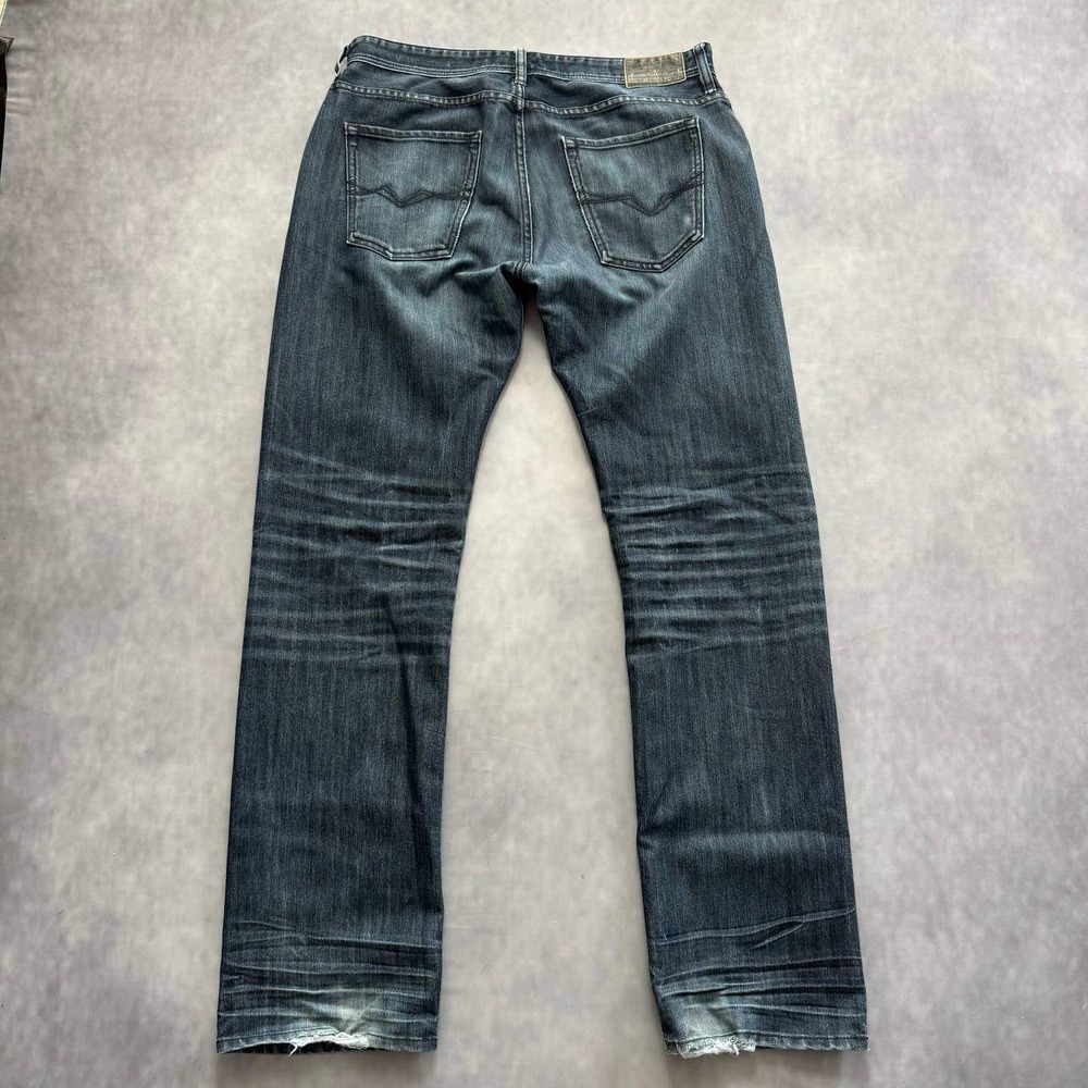 Guess Straight Leg Jeans Mens 36x34 Dark Wash Distressed Y2K Whiskered Indigo